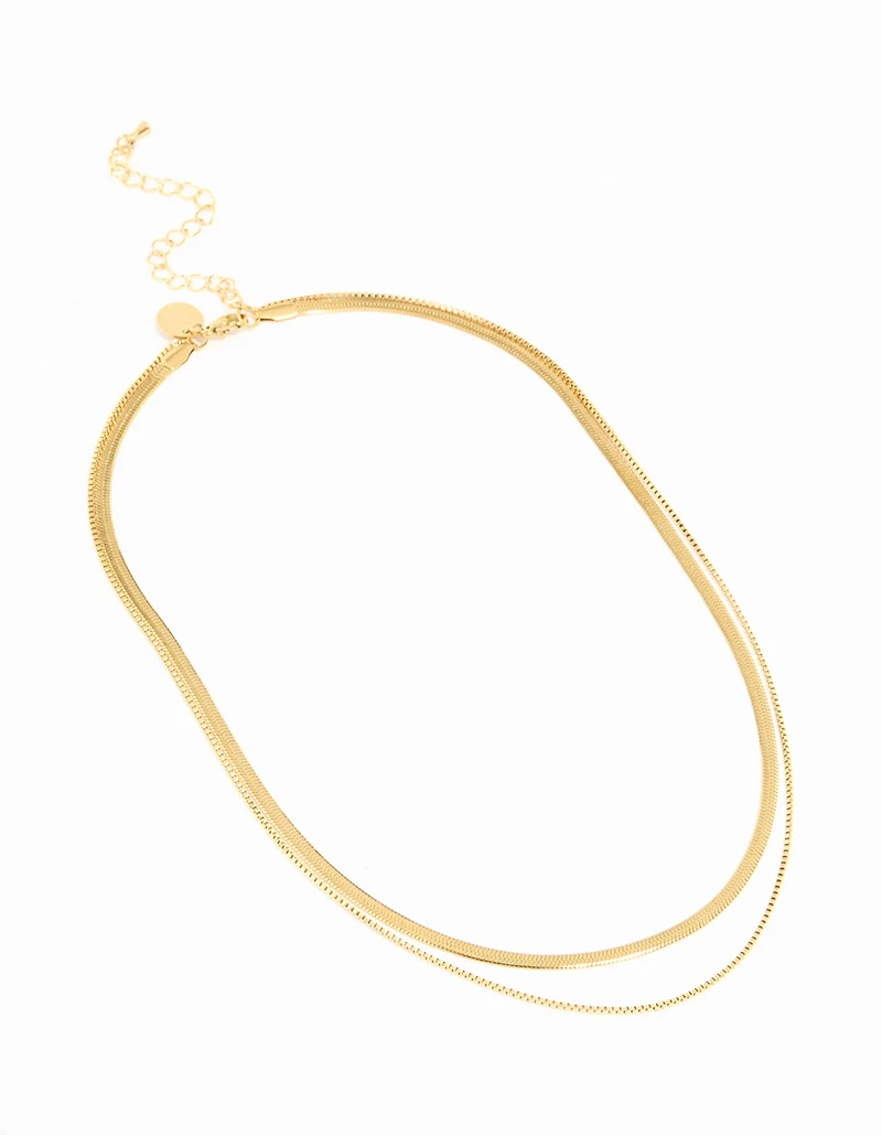 Waterproof Gold Plated Stainless Steel Snake Chain Fine Layered Necklace