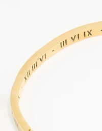 Bracelet de charnière imperméable en acier inoxydable en acier inoxydable plaqué or à chiffres romains