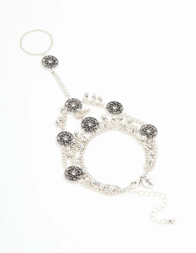 Antique Silver Coin Hand Chain