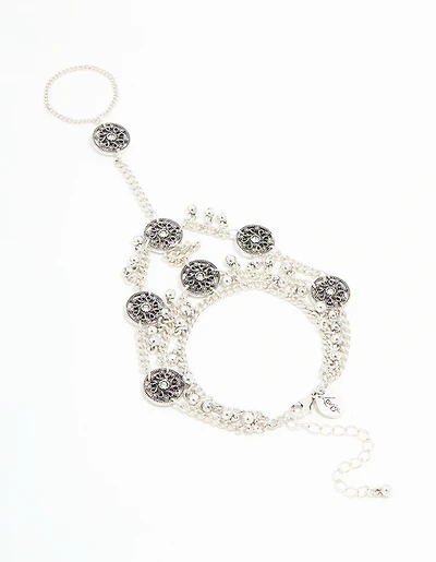 Antique Silver Coin Hand Chain