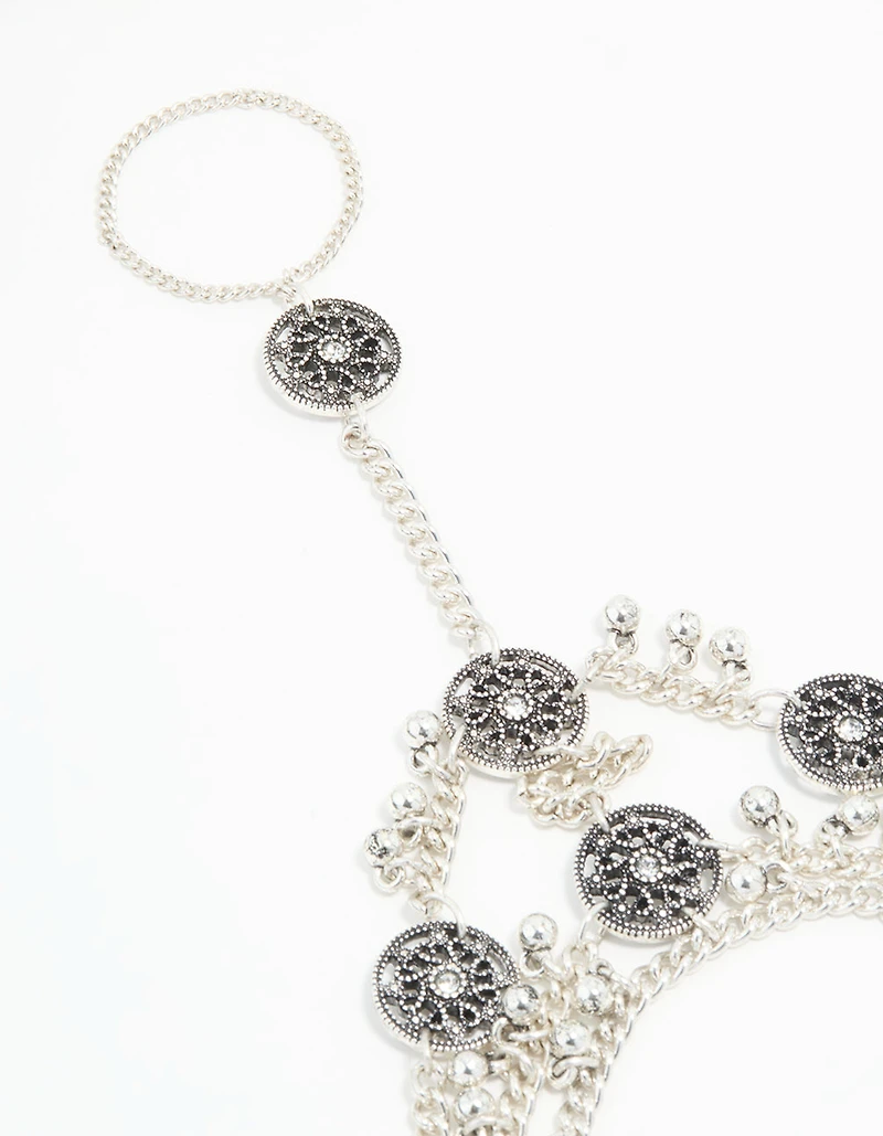 Antique Silver Coin Hand Chain