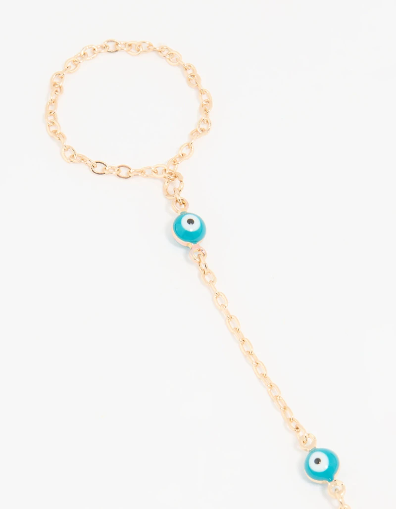 Gold Evil Eye Hand Chain