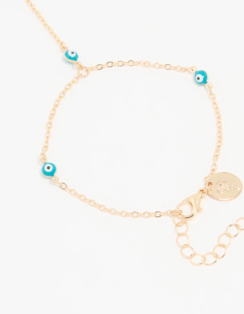 Gold Evil Eye Hand Chain