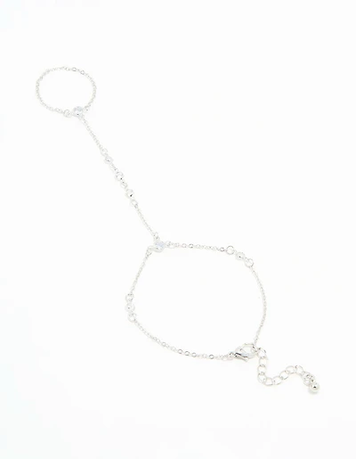 Silver Cubic Zirconia Bezel Hand Chain