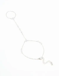 Silver Cubic Zirconia Bezel Hand Chain