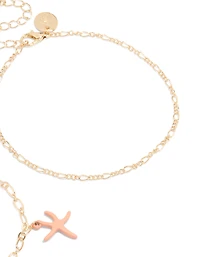 Gold Sea Animal & Chain Anklets 2-Pack