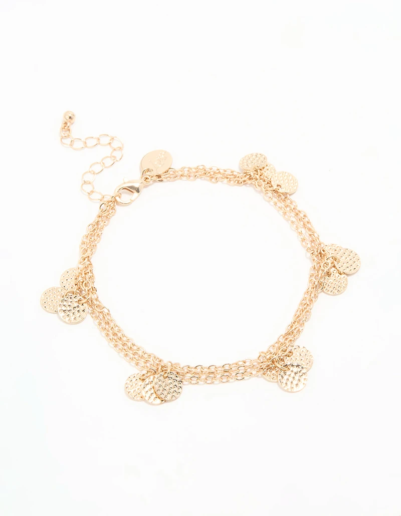 Gold Triple Layered Coin Anklet