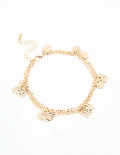 Gold Triple Layered Coin Anklet