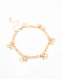 Gold Triple Layered Coin Anklet