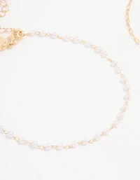 Gold Pearl & Butterfly Anklets 2-Pack
