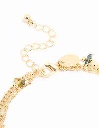 Gold Multicoloured Gemstones Layered Anklet
