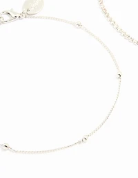Silver Diamante & Ball Anklets 2-Pack