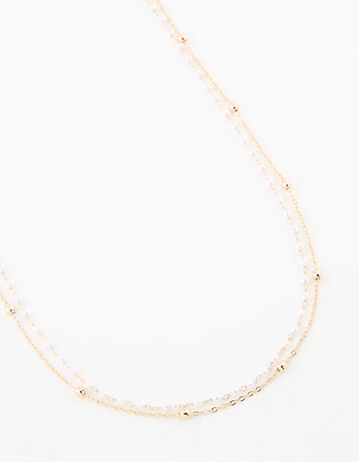 Gold Pearl & Ball Layered Body Chain
