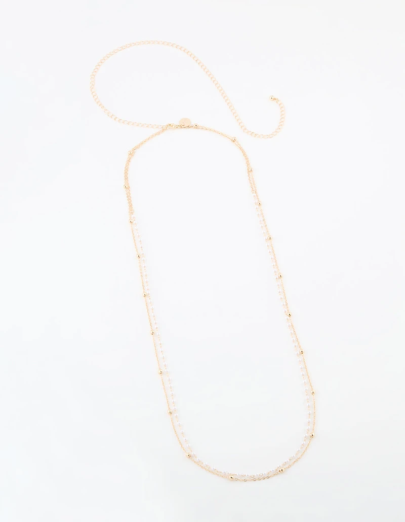 Gold Pearl & Ball Layered Body Chain