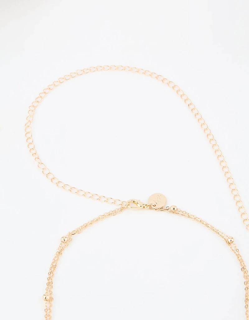 Gold Pearl & Ball Layered Body Chain