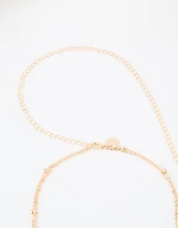 Gold Pearl & Ball Layered Body Chain