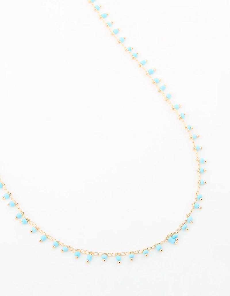Gold Blue Beaded Waist Chain