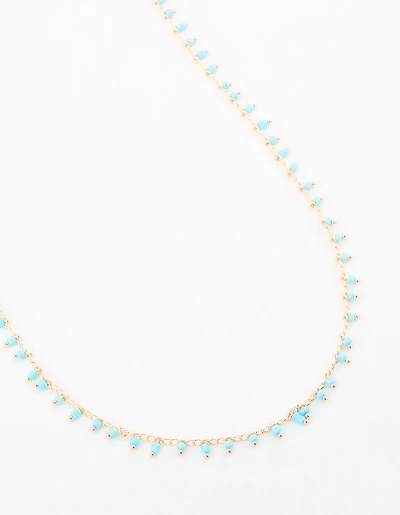 Gold Blue Beaded Waist Chain
