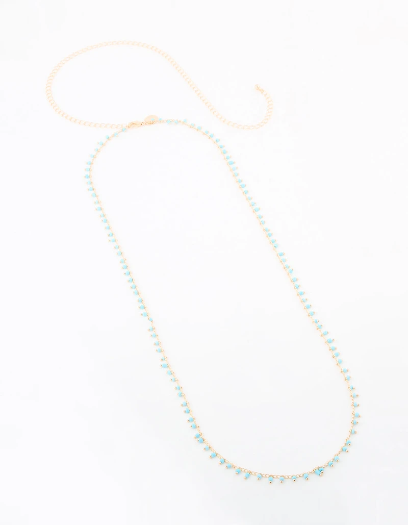 Gold Blue Beaded Waist Chain