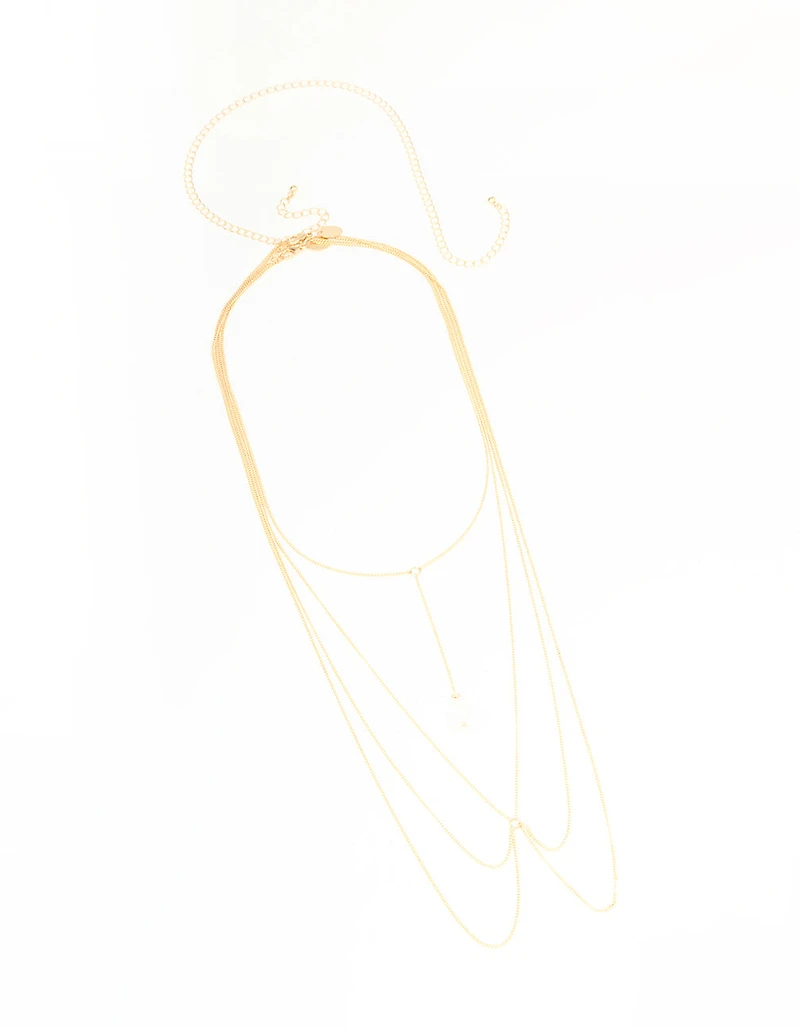 Gold Pearl Layered Body Chain