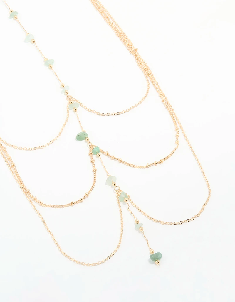 Gold Green Semi Precious Body Chain