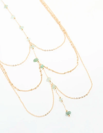 Gold Green Semi Precious Body Chain