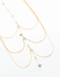 Gold Green Semi Precious Body Chain