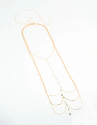 Gold Green Semi Precious Body Chain