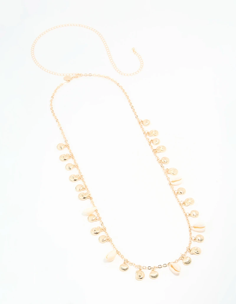 Genuine Shell & Gold Ribbed Shell Waist Chain