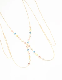 Gold Multicoloured Stone Body Chain