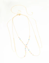 Gold Multicoloured Stone Body Chain