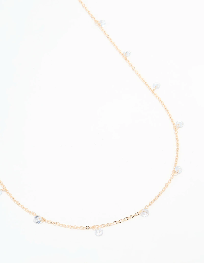 Gold Cubic Zirconia Droplet Waist Chain