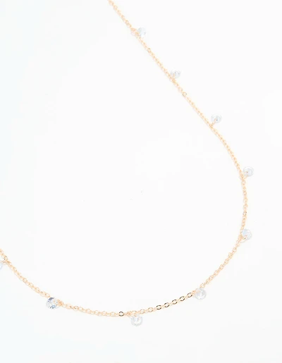 Gold Cubic Zirconia Droplet Waist Chain