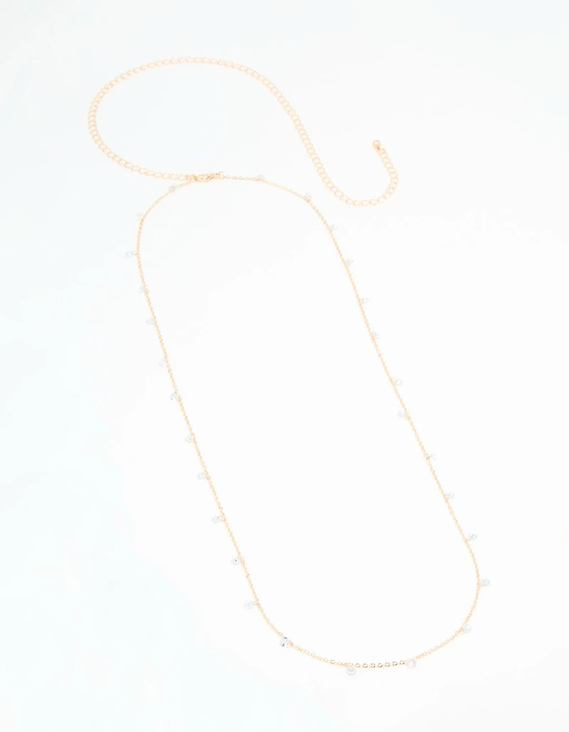 Gold Cubic Zirconia Droplet Waist Chain