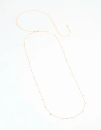 Gold Cubic Zirconia Droplet Waist Chain