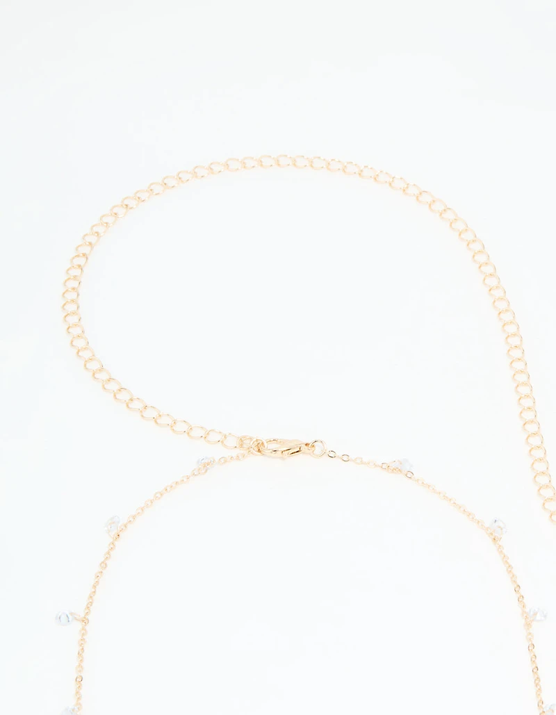 Gold Cubic Zirconia Droplet Waist Chain