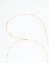 Gold Cubic Zirconia Droplet Waist Chain