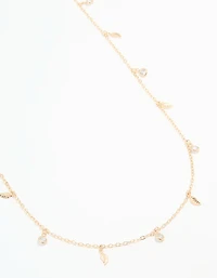 Gold Cubic Zirconia Leaf Waist Chain