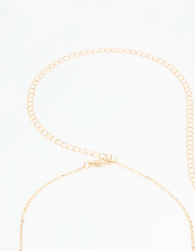 Gold Cubic Zirconia Leaf Waist Chain