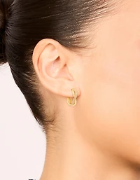 Boucles d’oreilles en cerceau torsadé en zircone cubique plaquées or