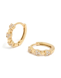 Boucles d’oreilles Huggie en cœur en zirconie cubique plaquées or