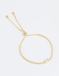 Gold Plated Cubic Zirconia Baguette Toggle Bracelet