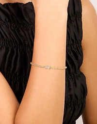 Bracelet à bascule cube en zirconie plaqué or
