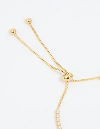 Gold Plated Cubic Zirconia Baguette Toggle Bracelet