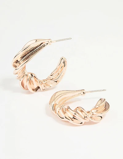 Boucles d’oreilles en anneau torsadé épais en or rose