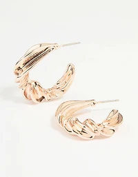 Boucles d’oreilles en anneau torsadé épais en or rose