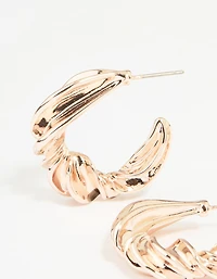 Rose Gold Thick Twisted Hoop Earrings