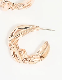 Boucles d’oreilles en anneau torsadé épais en or rose