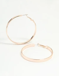Rose Gold Textured Hoop Earrings