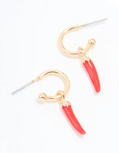 Boucles d’oreilles Huggie en piment doré